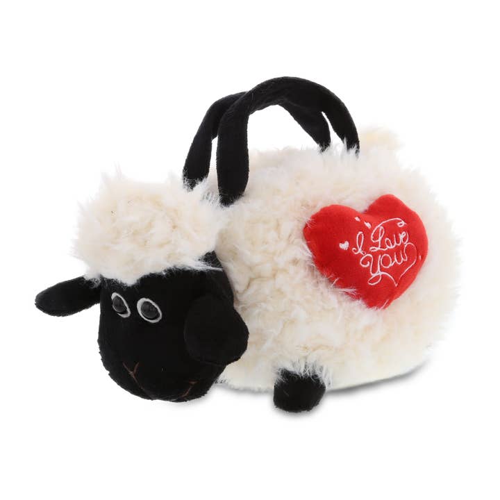 Plush I Love You Heart Hand Bag - Black Nose Sheep for wholesale by Cota Global