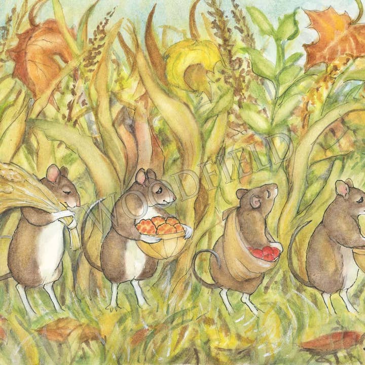 Woodfield Press - Wholesale Stationery/Notecard Set - #325 - Mice Gathering Notecard