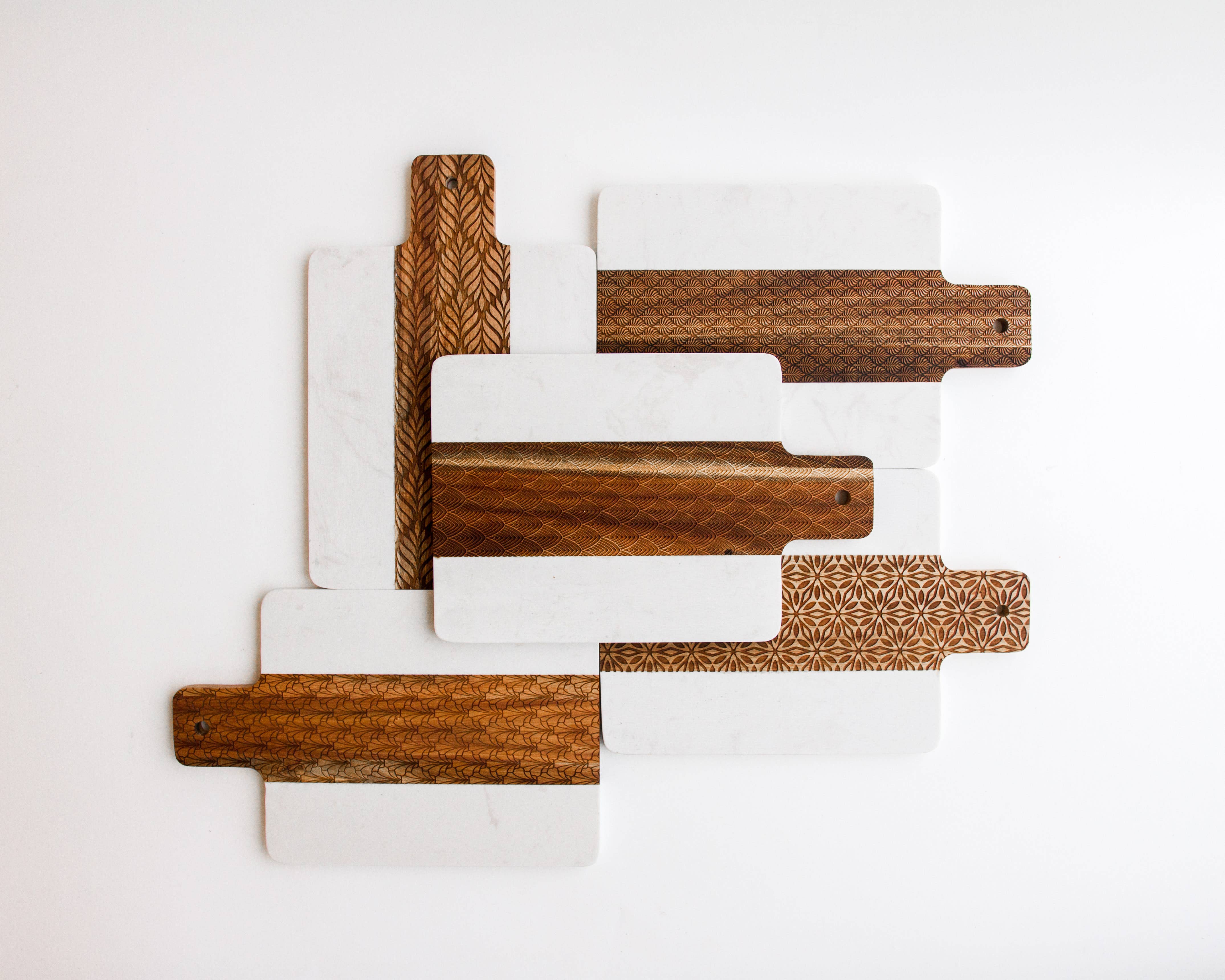 Lucca - Vendita all'ingrosso Taglieri - Vassoio da portata in marmo e legno di acacia3