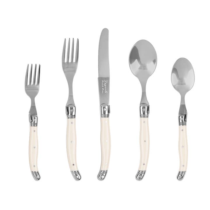 French Home – Engroshandel Bestiksæt – Laguiole Connoisseur 18/10 rustfrit stål elfenben bestik