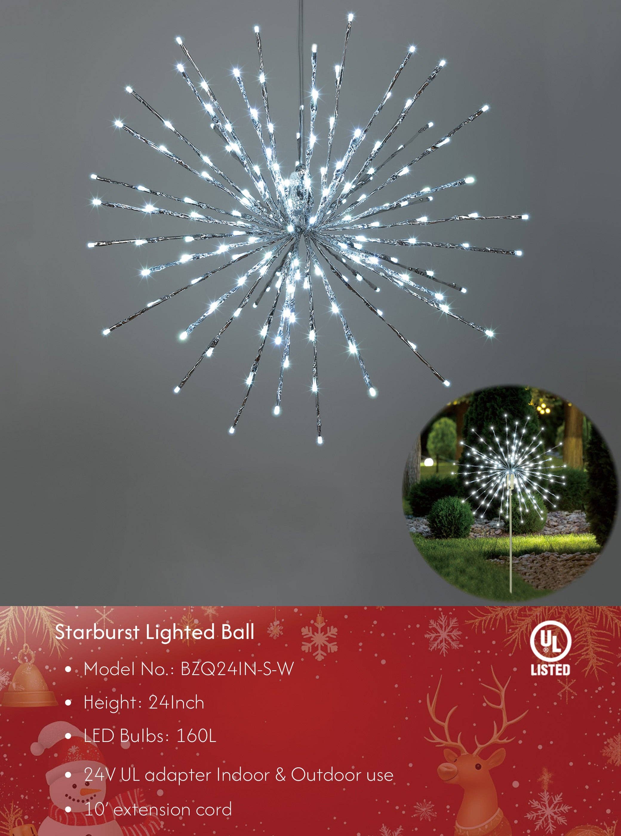 LIGHTSHARE - Wholesale Outdoor/Lawn Light - Starburst Light Lighted Ball LED Firework Lights White Twink51