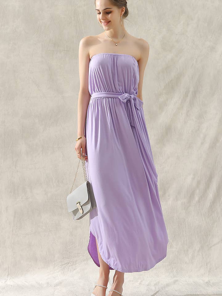 CWDTD033_OFF SHOULDER TUBE TOP MAXI DRESS WITH WAIST STRAP for wholesale by NINEXIS