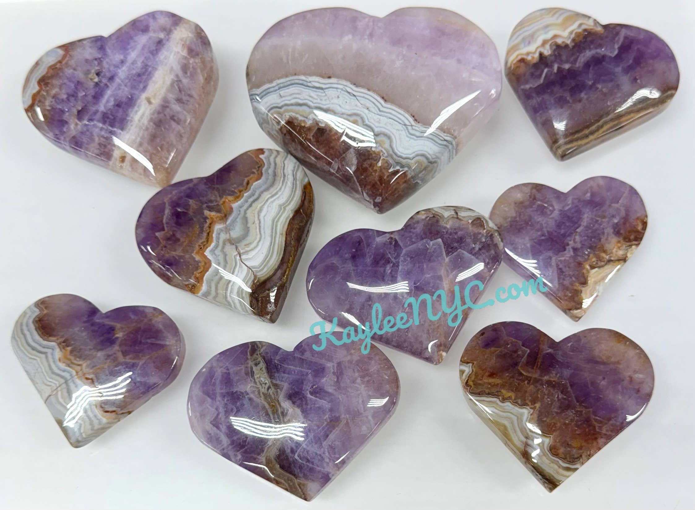 KayleeNYC - Wholesale Spiritual Stone/Crystal - 2 lb Natural Amethyst Lace Agate Crystal Heart Energy1