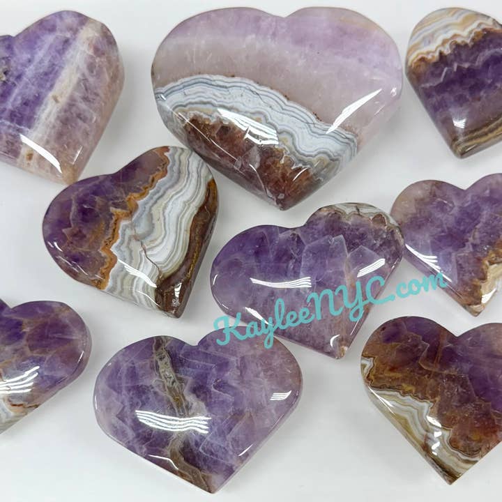 KayleeNYC - Wholesale Spiritual Stone/Crystal - 2 lb Natural Amethyst Lace Agate Crystal Heart Energy1