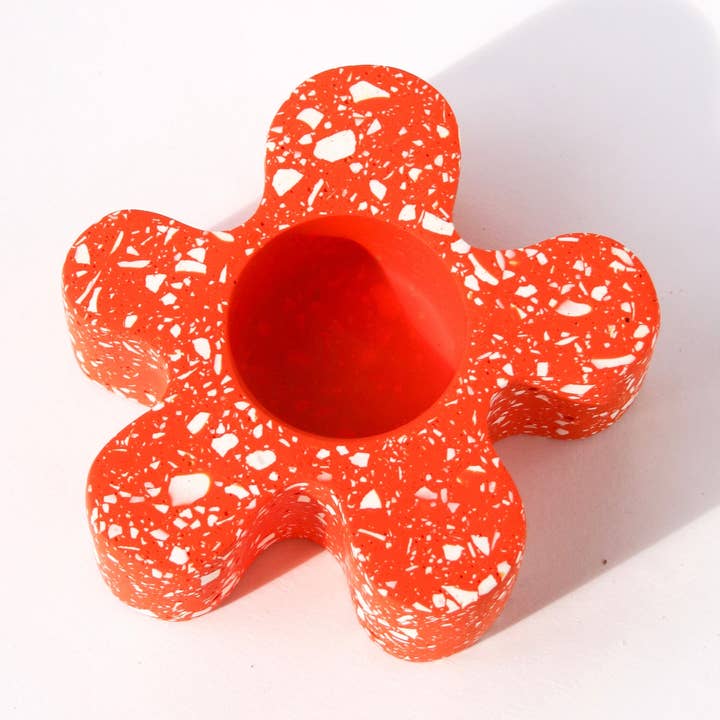 Portavelas Flor - NARANJA para venta al por mayor de Terrazzo Parazo