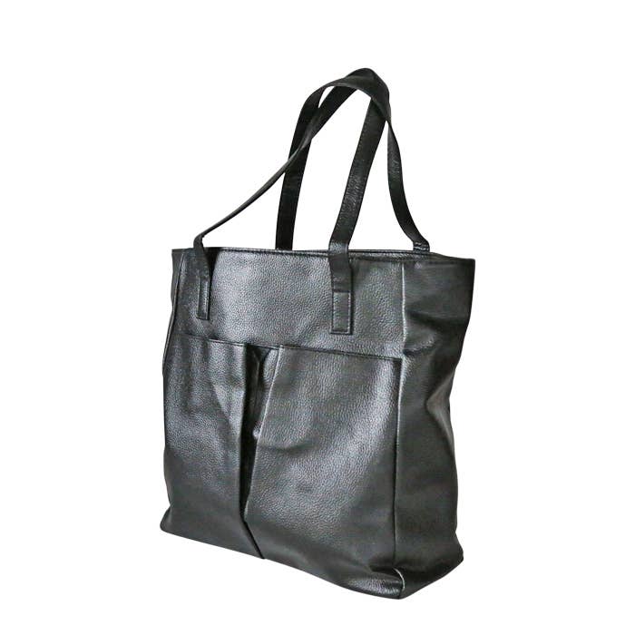 Fiorirà un giardino - Wholesale Shoulder Bag - Women's - Eco-leather shoulder bag with 2 pockets, black color, 40 x 12 h331