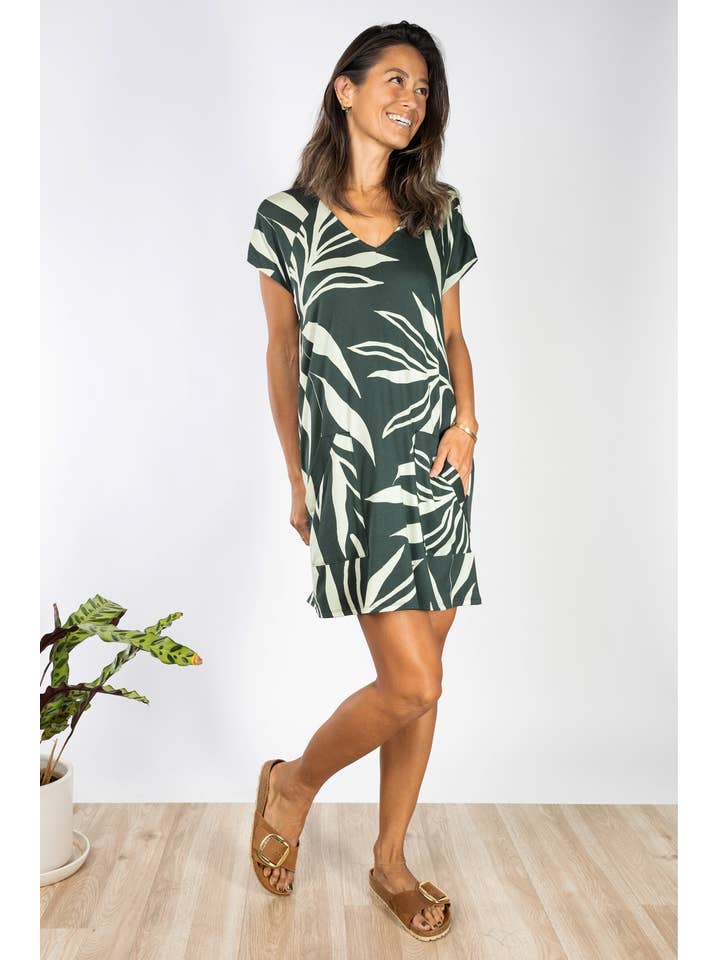 Ten Tomorrow - Wholesale Dress - Women's - Dawn V-Neck Dress (Maile Forest)