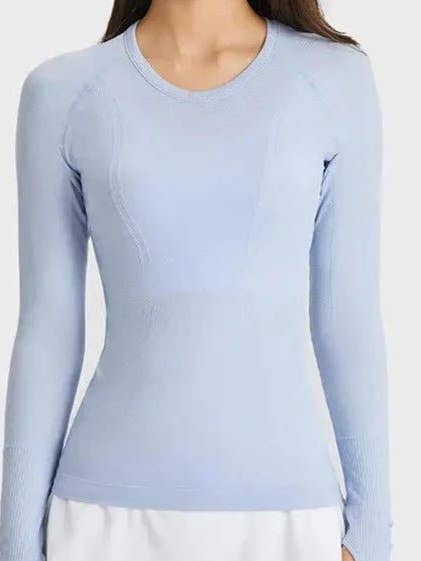 DYI Essential Seamless Long Sleeve in Light Blue for wholesale by DYI Define Your Inspiration