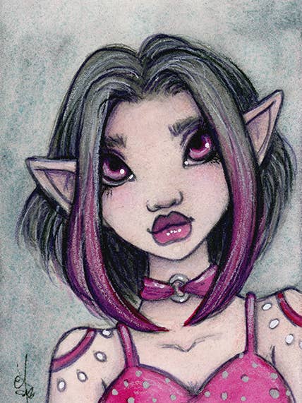 ACEO Small Art Print “Pink Tattoo” | Faerie Fairy | Fantasy for wholesale by Faeries of Glittering Glen