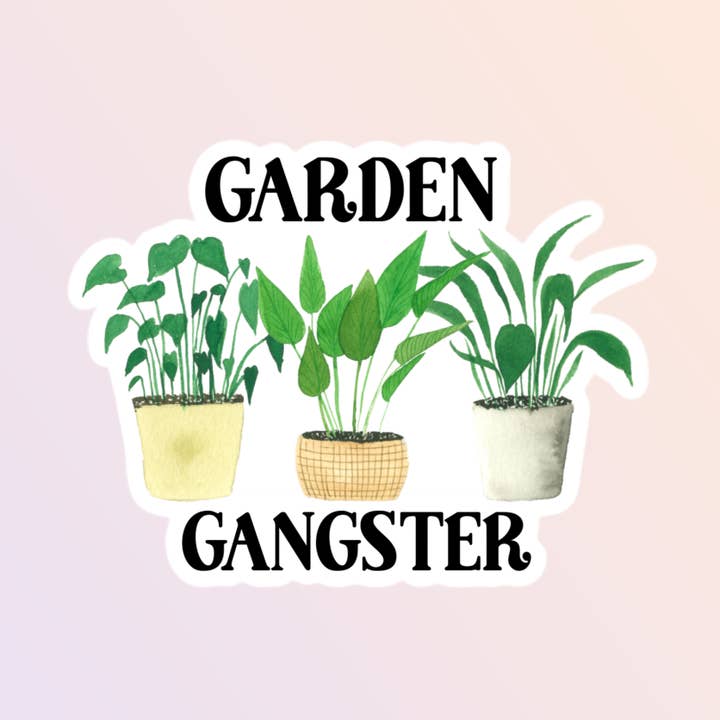 Autocollant Garden Gangster, autocollant de plantes drôles pour la vente par Sorry Not Sorry Co
