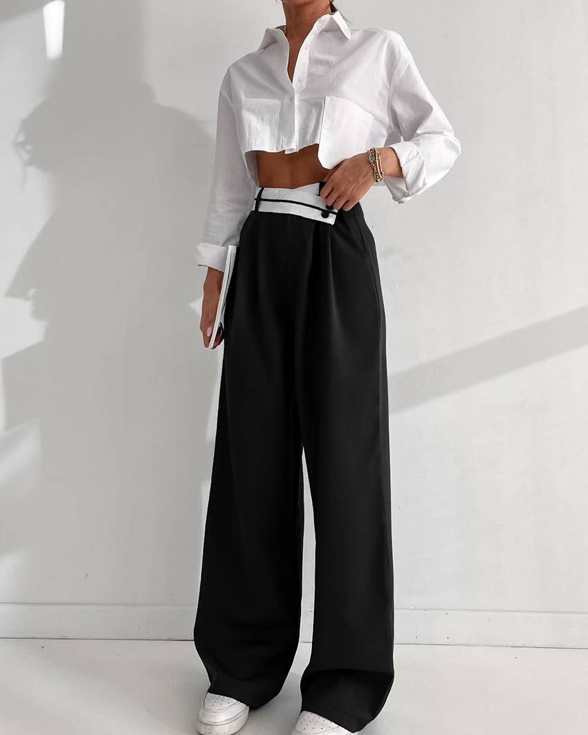 Black Contrast color suit trousers for wholesale on Faire10