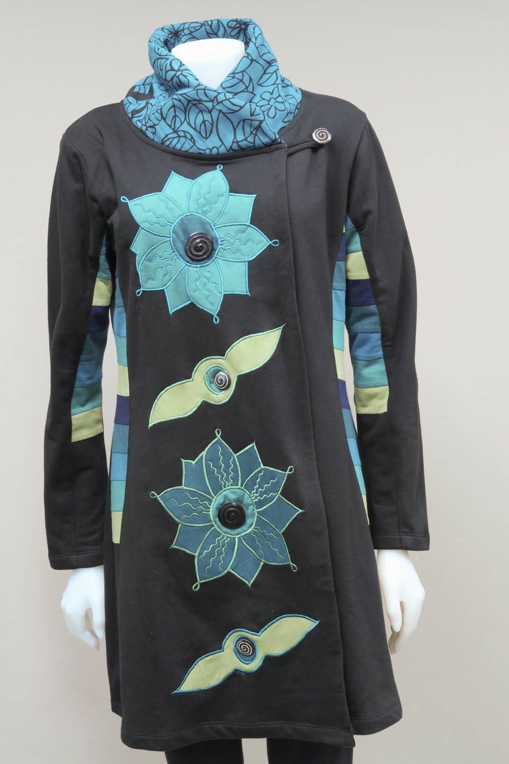 Leopards & Roses – wholesale Jacka - Dam – TT-J1858-PE - Ekologisk bomull Fleece stor blomma jacka0