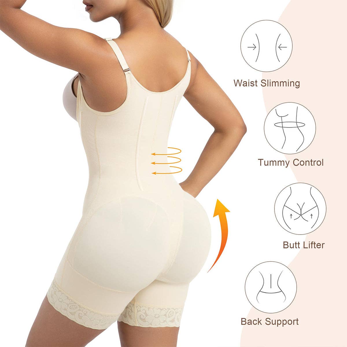 ShaperX Shapewear - Vente Sous-vêtements sculptants – femme - SHAPERX Faja avec 6 Baleines en Acier, Contrôle du Ventre, Fermeture Éclair & Crochets, Rehausseur de Fesses7
