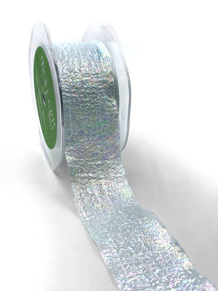 Ruban en crêpe holographique irisé bleu clair de 1,5 po pour la vente par May Arts Ribbon