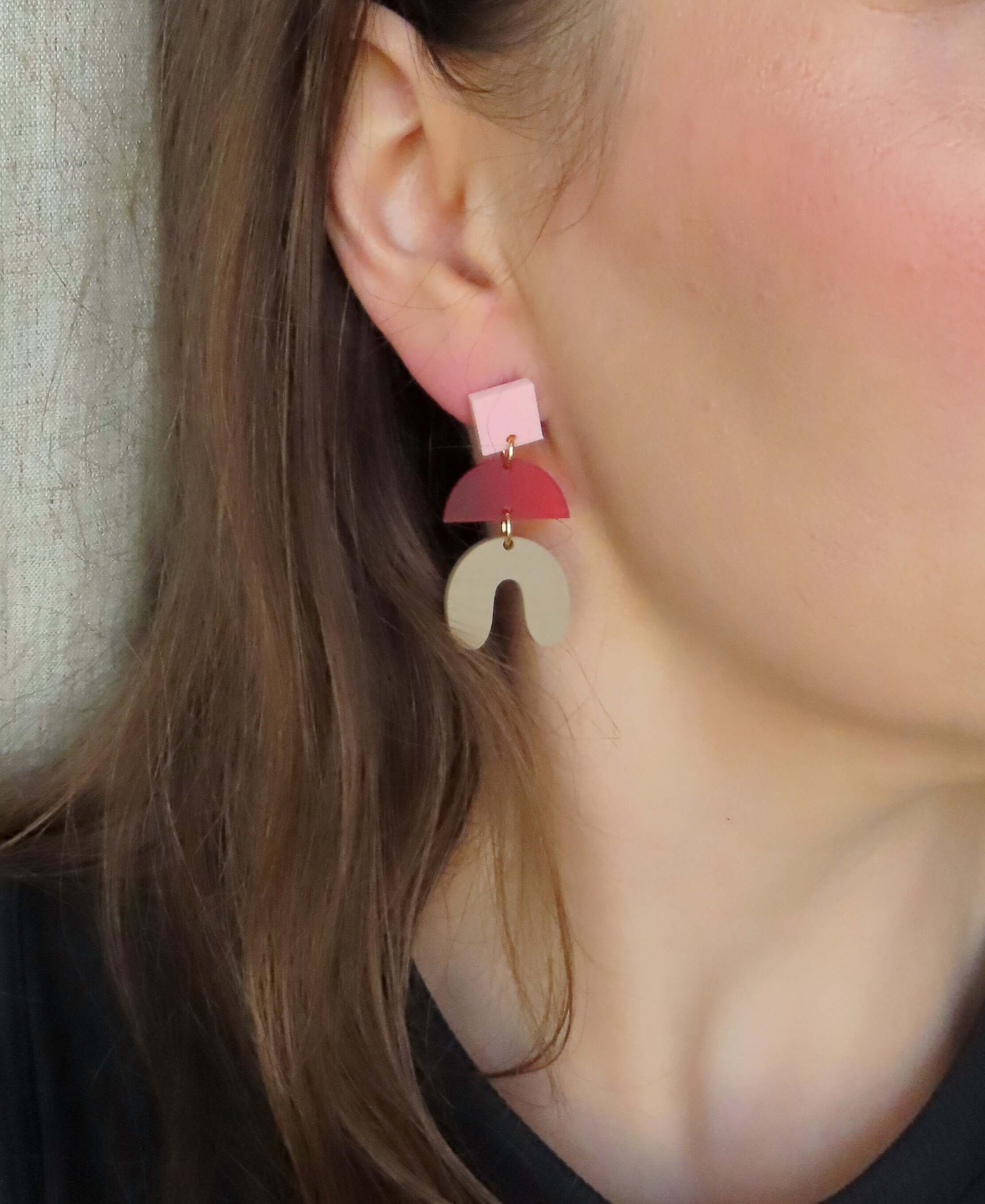 Niemalsmehrohne - Wholesale Dangle Earrings - Becca statement earrings in pink, red, beige3