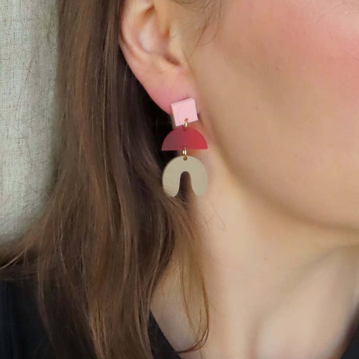 Niemalsmehrohne - Wholesale Dangle Earrings - Becca statement earrings in pink, red, beige3