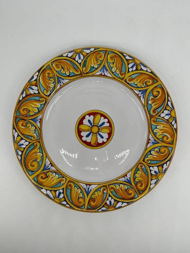 Caltagirone keramisk fødevarebrug flad plade - Chalcedony for engroshandel hos DD Ceramiche Siciliane