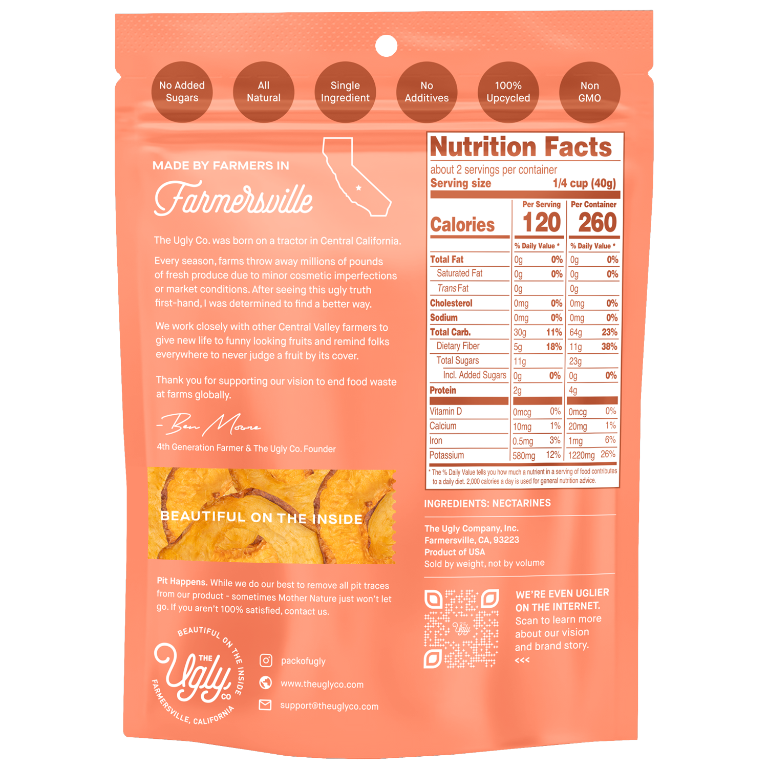 The Ugly Company - Wholesale Dried/Dehydrated Fruit - 3oz Dried & Sliced Nectarines1