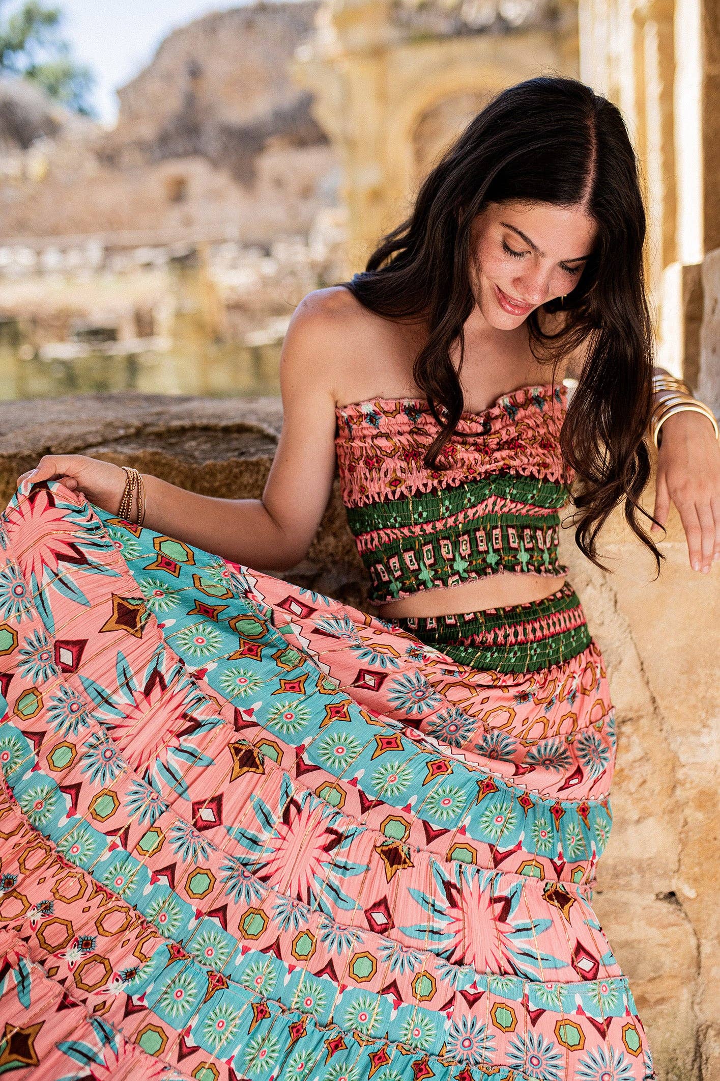 Piti Cuiti - Vente Ensemble haut et jupe - Femme - Ensemble jupe Goa Rosa1