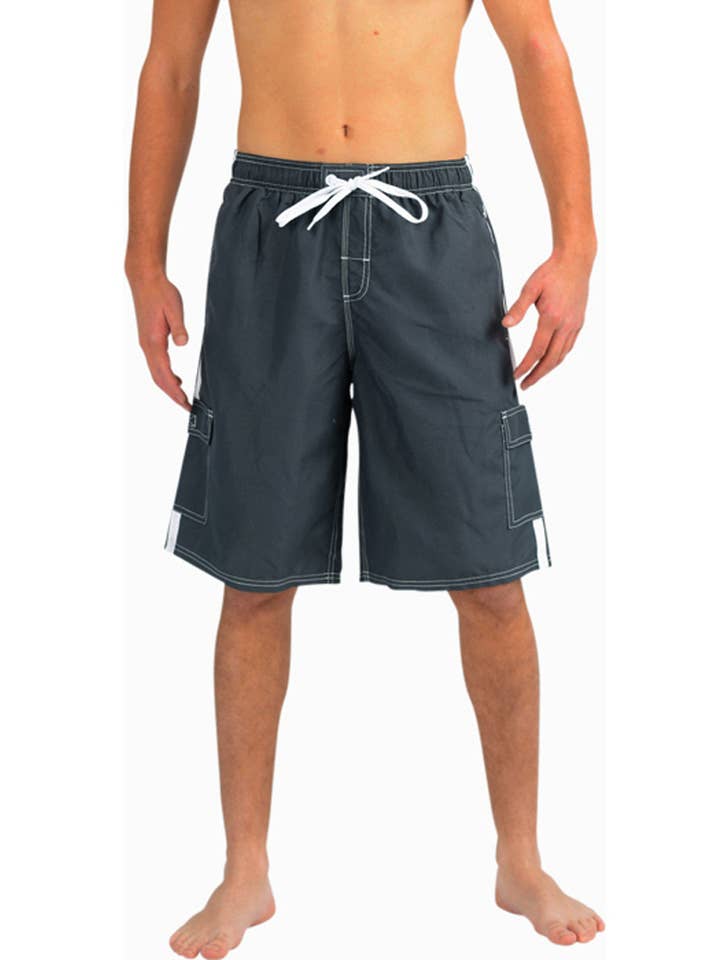 Eastern Off Price - Wholesale Swim Shorts - Men's - Norty Mens Cargo Swim Suit Trunks 39269 Charcoal