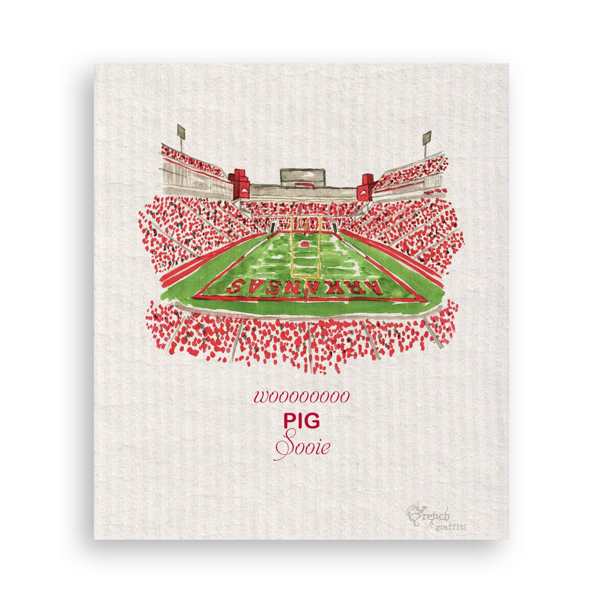 French Graffiti - Wholesale Tea Towel - Fayetteville, Arkansas Stadium with Quote16