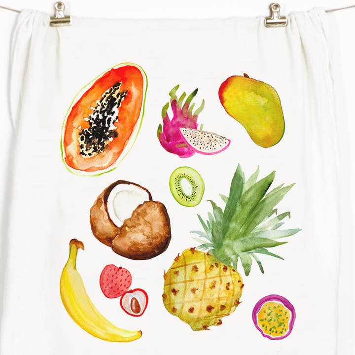 Tropical Fruits Tea Towel for wholesale by Honey Brush Design®