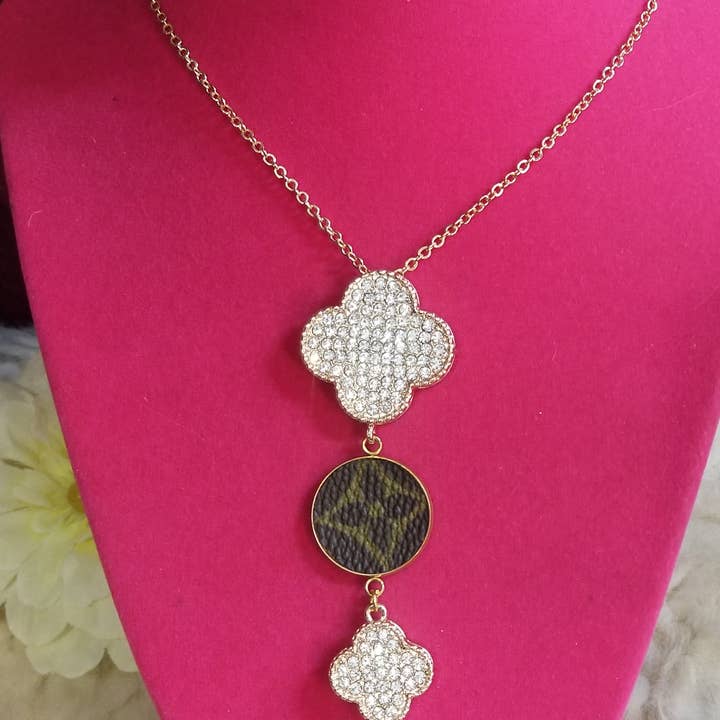 Upcycled LV clover necklace for wholesale by Upcycled Always & Forever accessories