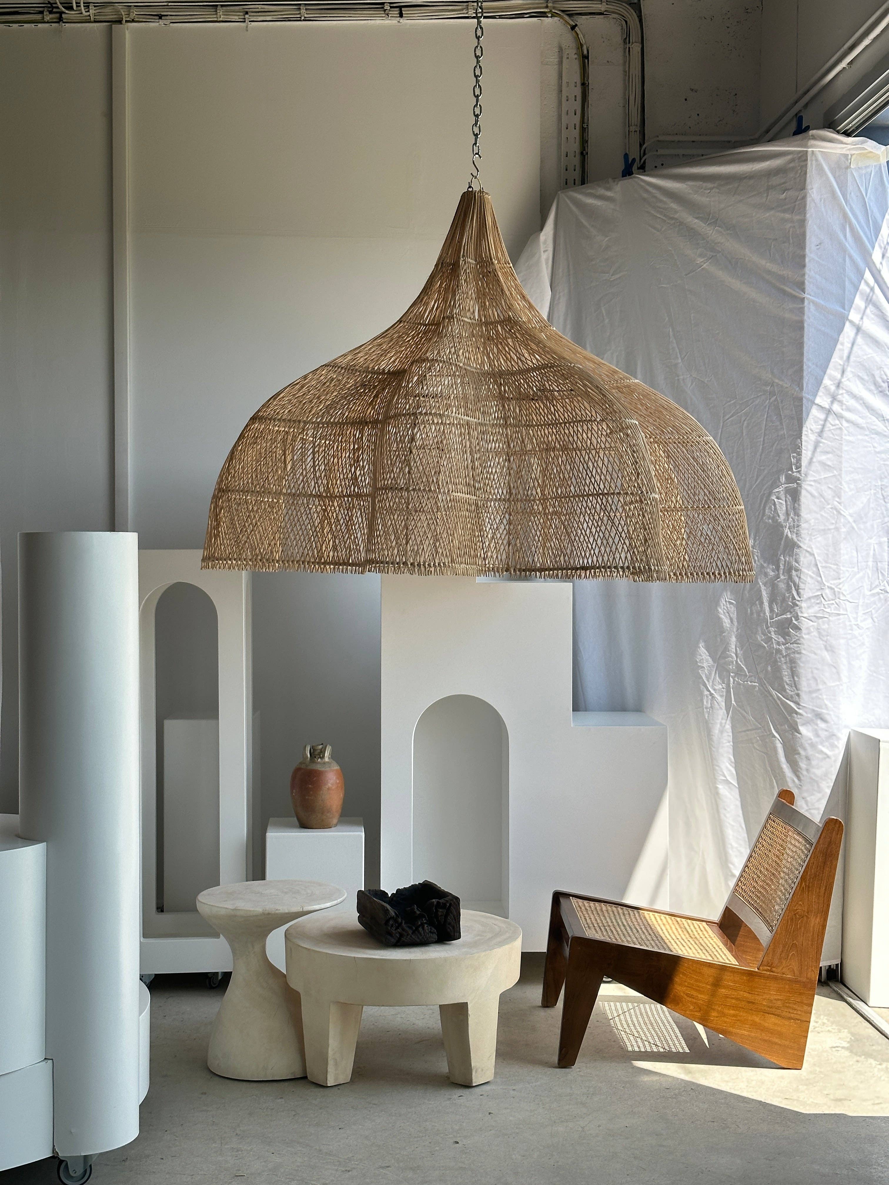 Office Objets - Wholesale Chandelier/Hanging Light - Immense rattan suspension in the shape of a flower, tulip, corolla H:1m; D:1m5079