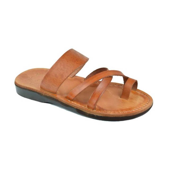 The Good Shepherd - Leather Toe Loop Sandal | Honey for wholesale by Jerusalem Sandals