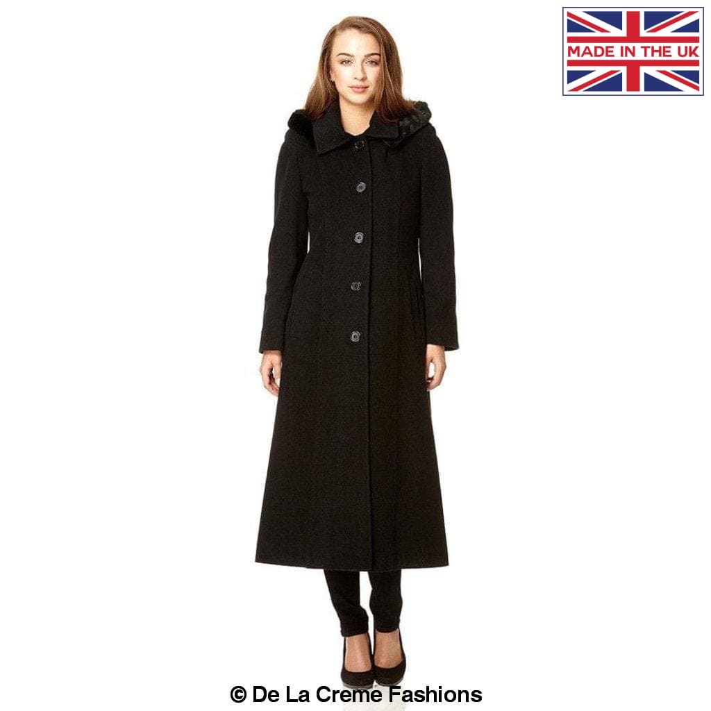 De La Creme Fashions – wholesale Fur/faux fur coat – Women's – Womens Wool Blend Faux Fur Trim Hooded Long Coat0