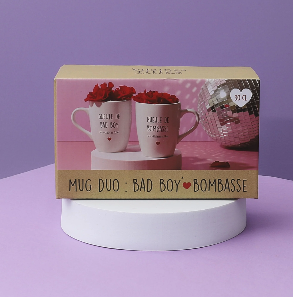 Les Vilaines Filles – Caneca por atacado – Ideia de presente: Duo de canecas para Bombasse e bad boy2