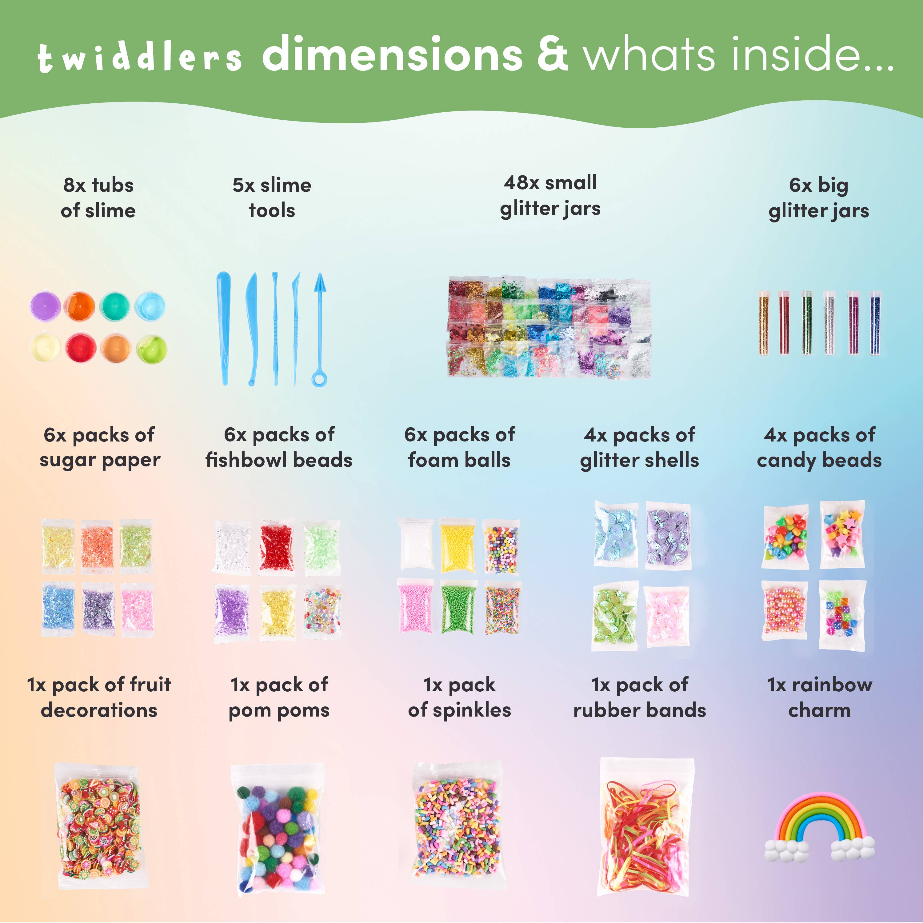 The Twiddlers - Vente Kit de bricolage - Kit de fabrication de slime 100 pièces - Perles cristal et paillettes8