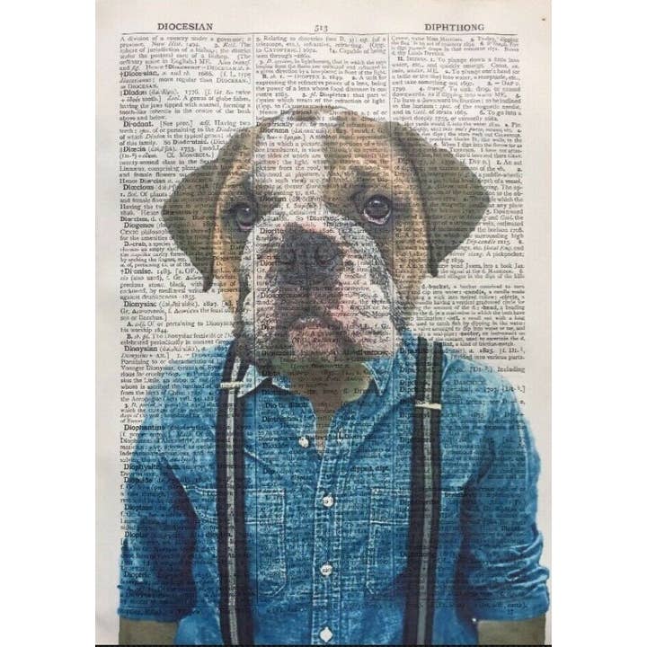 Impressão do dicionário Bulldog Britânico - Arte de parede de imagem de cachorro por atacado de Parksmoonprints