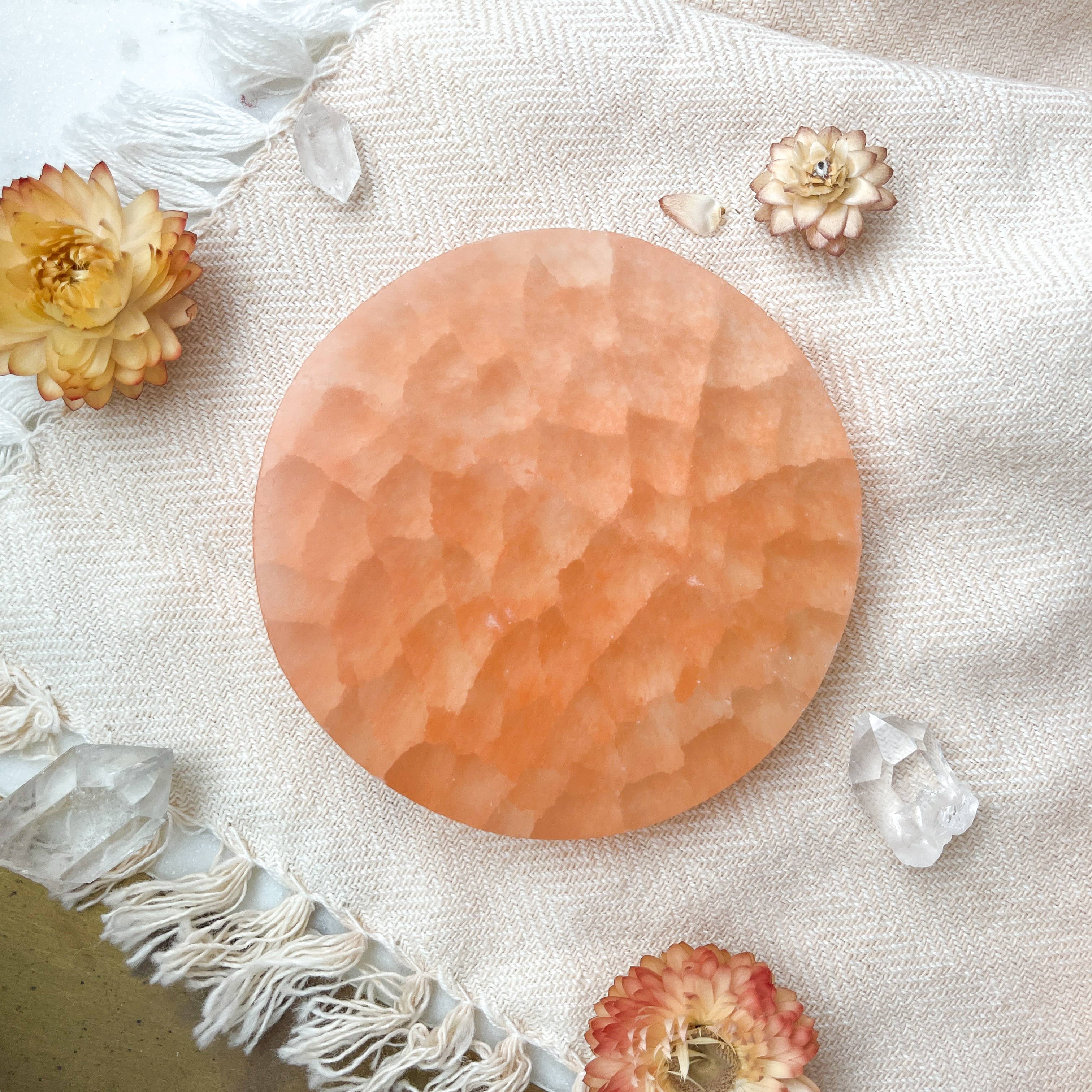 Fractalista Designs - Wholesale Crystal Charging Plate - BLANK Peach Selenite Crystal Charging Plate Gifts for Women1