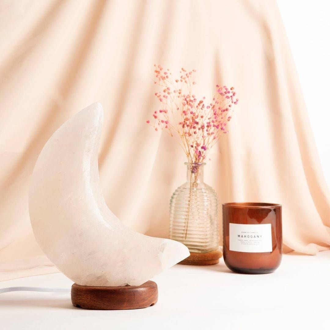 Insight Stones - Wholesale Accent/Desk Lamp - White large salt stone moon lamp1