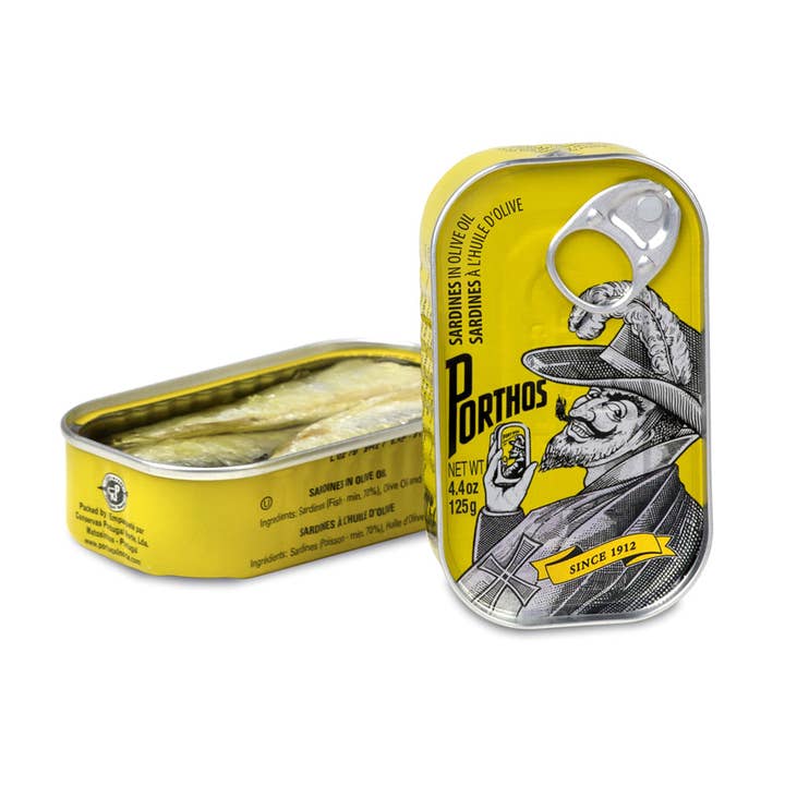 Tin Can Fish ( BELA, Cantara, Mar, Porthos, Varina ) - Vente Poissons en conserve - Sardines Porthos - Paquet de 6