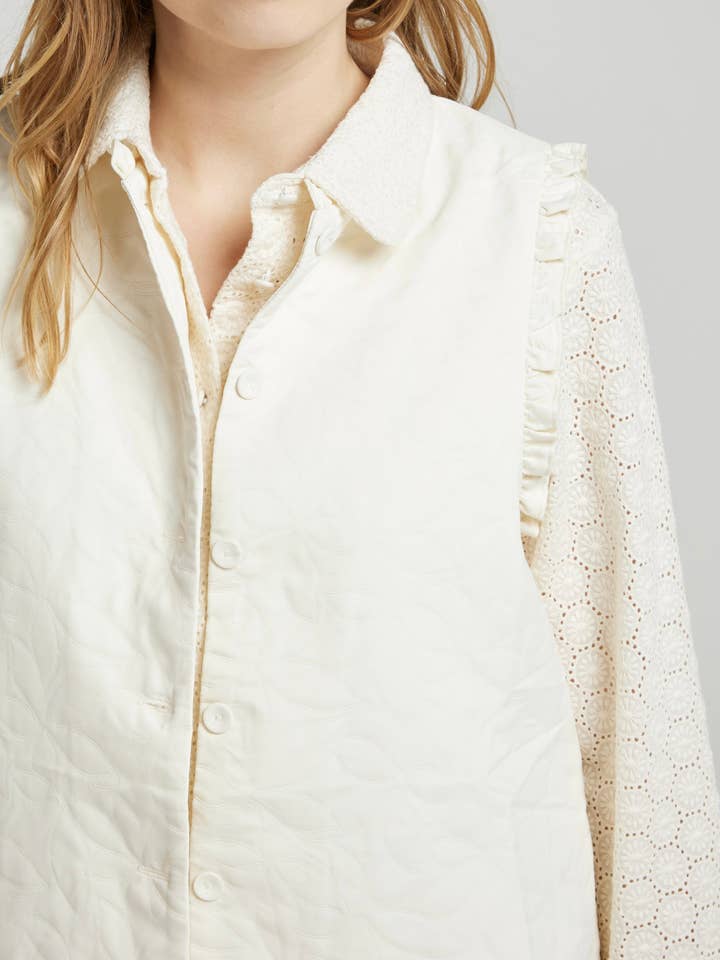 Andy & Lucy - Wholesale Cardigan - Women's - ISADORA - Ruffled Sleeveless Cardigan
