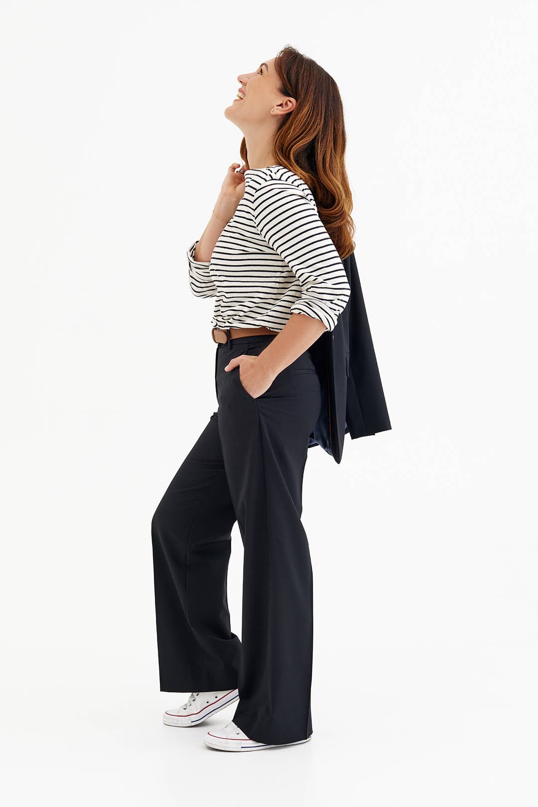 Off white with black stripes T-shirt BRETON ┃ long sleeve, classic model striped t-shirt for wholesale on Faire7