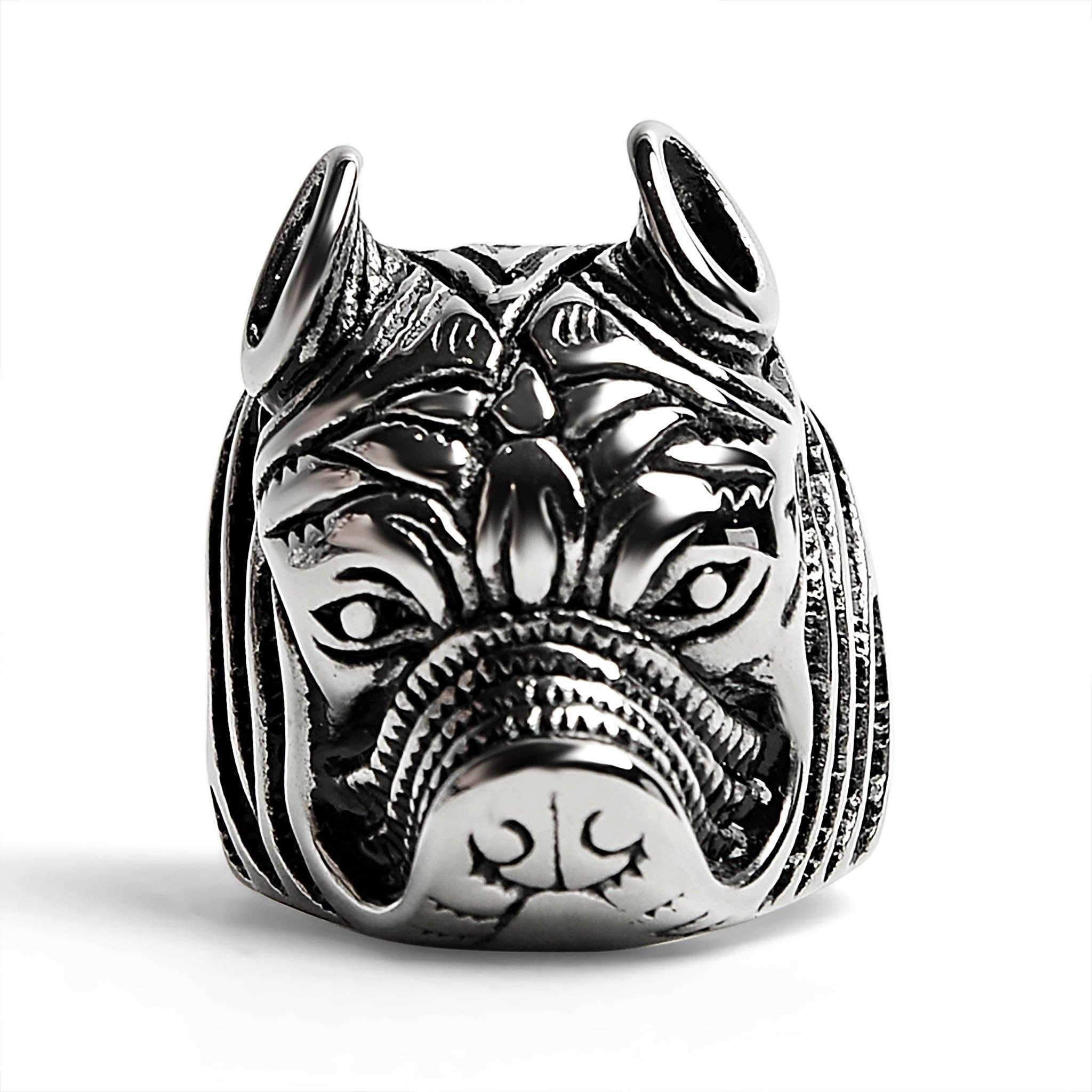 WJW - Wholesale Cocktail/Statement Ring - Stainless Steel Pit Bull Dog Ring1