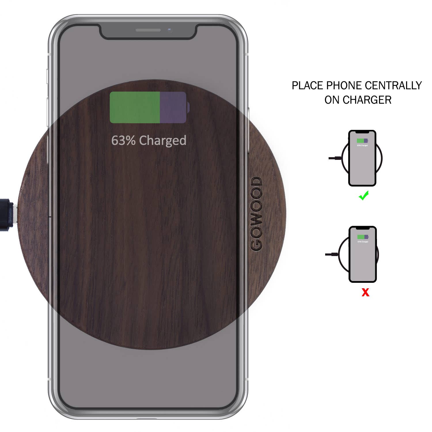 GOWOOD - Wholesale Portable Charger - 15W Fast Walnut Wood Wireless Charger2