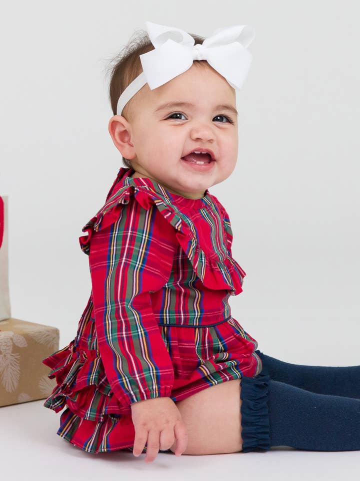 Baby Girls Red Nicholas Plaid Long Sleeve Ruffle Trim Bubble Romper
for wholesale on Faire