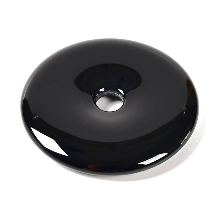 Ciondolo a Cerchio in Onice Nero a Forma di Ciambella Dimensione 40mm Venduto al Pezzo per la vendita all'ingrosso da parte di CRCBEADS