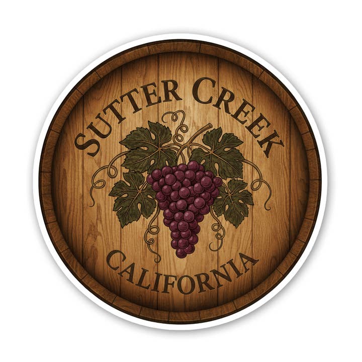Sutter Creek Wine Barrel sticker for wholesale by Sticker Atlas