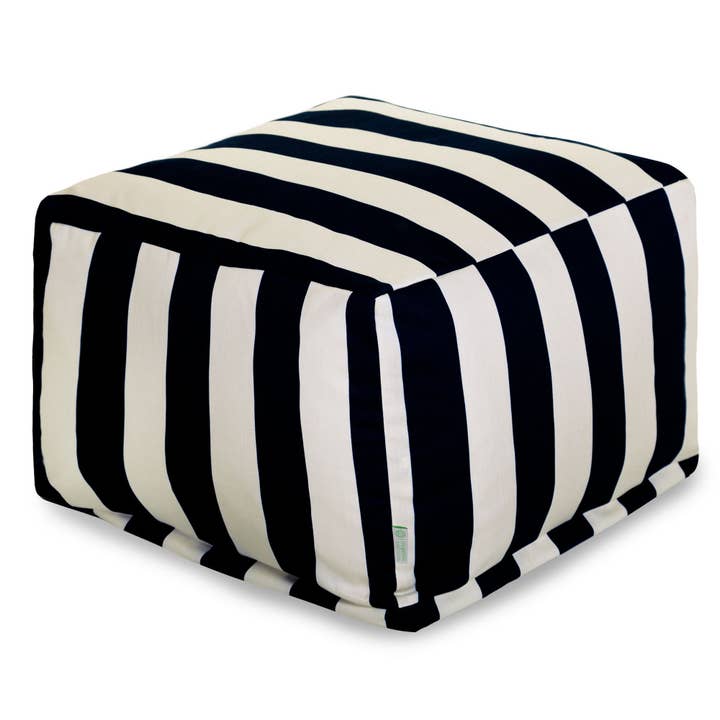Majestic Home Goods Black Vertical Stripe Ottoman for wholesale by Majestic Home Goods