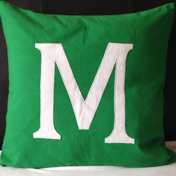 Green Alphabet Pillow, Initial Pillow for wholesale by Snazzy Living