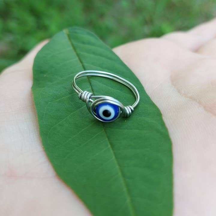 Stainless Steel Evil Eye Ring for wholesale by Mirabella Moon Market