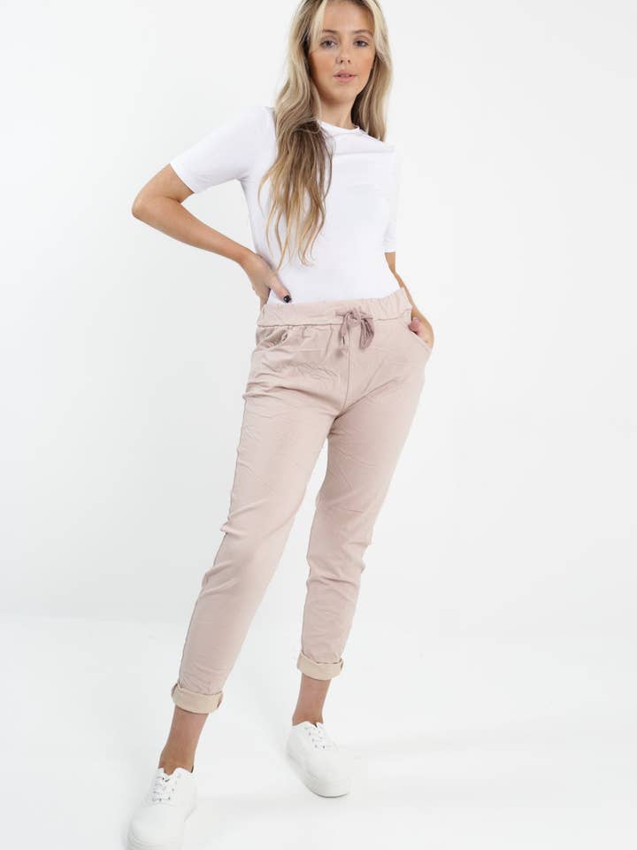 Miss Bold - Wholesale Pants - Women's - Italian Women's Plain Magic Pants Plus Size