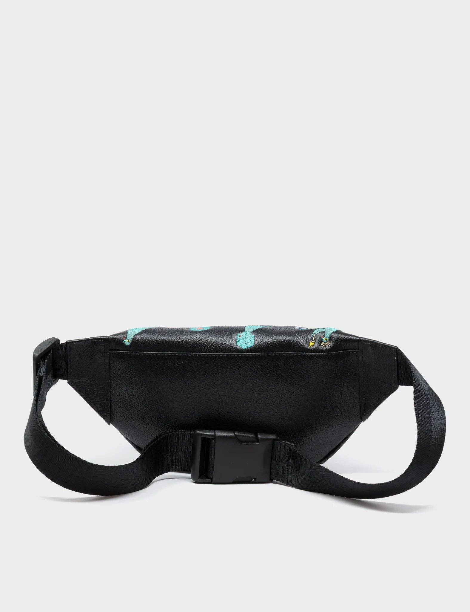 Min & Mon – wholesale Belt bag – Women’s – Harold Fanny Pack Black Leather - Pigeonista Embroidery2