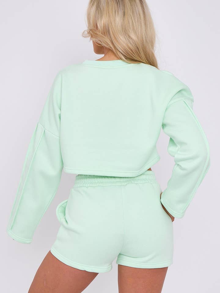 AX Labels - Wholesale Lounge Set - Women's - Seam Detail Oversized Crop Top & Shorts Fleece Co-ord33