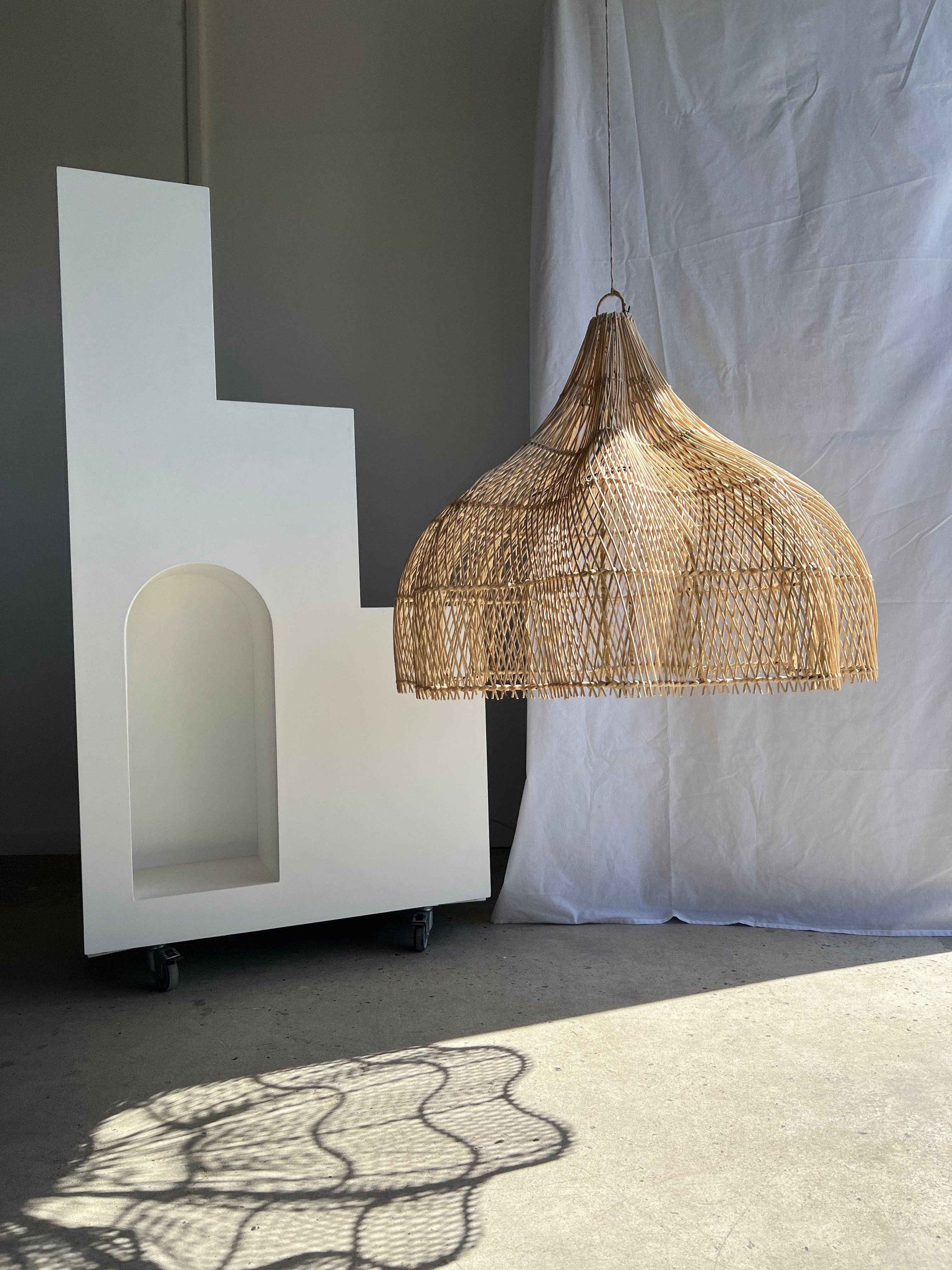 Office Objets - Wholesale Chandelier/Hanging Light - Pendant light, flower-shaped rattan fixture, tulip, corolla H:80cm D80cm24